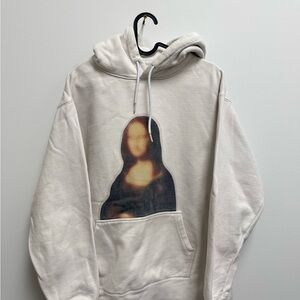 Off-White Cream Hoodie with Blue Label